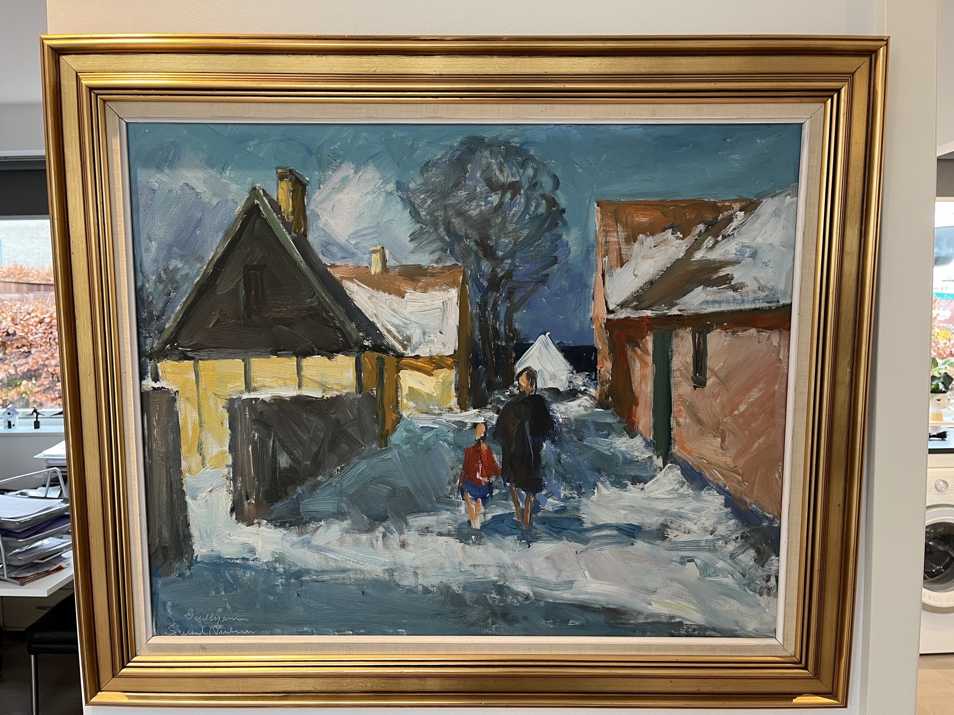 Oliemaleri vintersene af Svend Nielsen. Pris 5.000,-