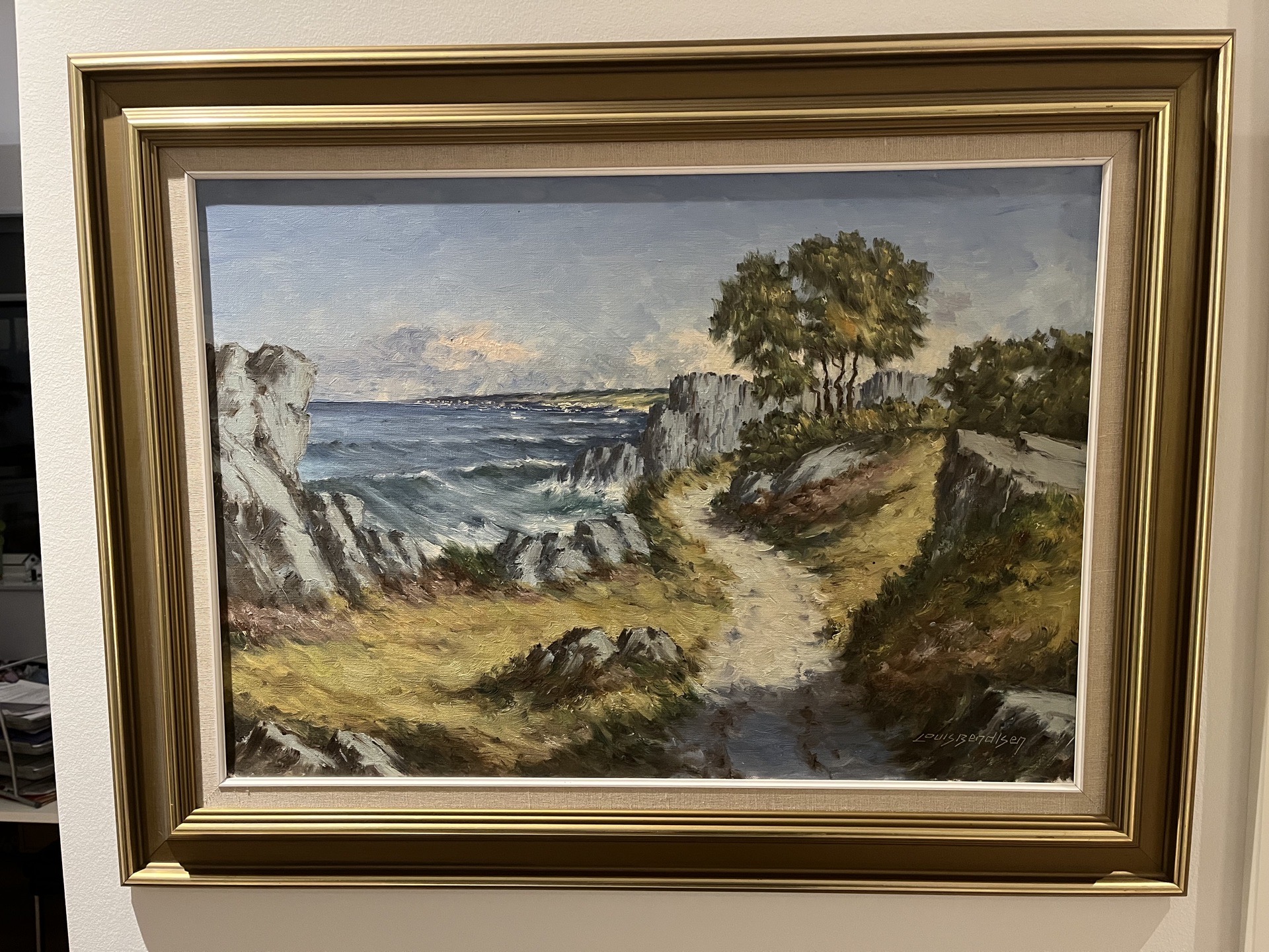oliemaleri fra Bornholm af Louis Bendisen.Pris 3.500,-